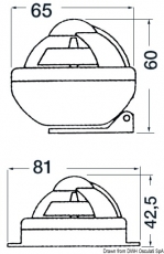 Riviera Kompass COMET 2 grau den man horizontal oder vertikal anbringen kann.