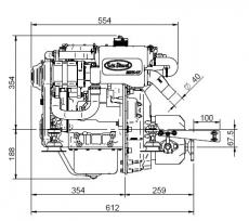 Dieselmotor Sole Mini 17 mit 2 Zylindern 16PS mit Wendegetriebe TMC40 Untersetzung = 2.00 : 1