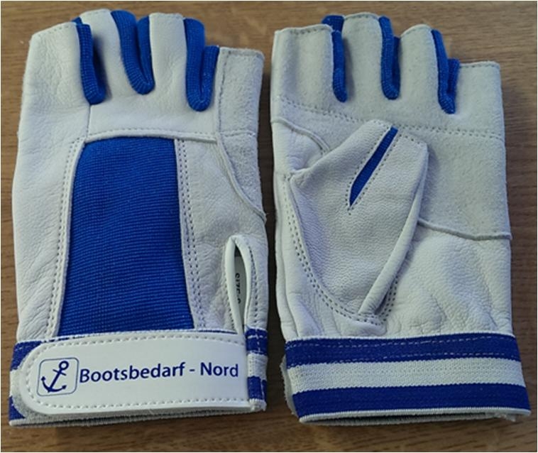 Ziegenlederhandschuhe Fingerkuppenlos, blau/wei Gre XL