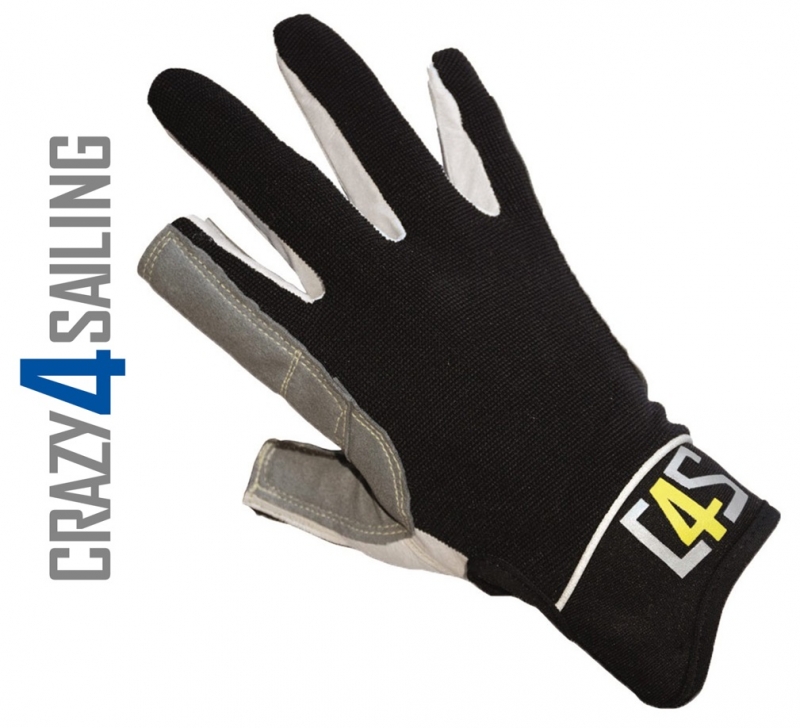 Offshore Segelhandschuhe - 2 Finger geschnitten, schwarz Gre XS