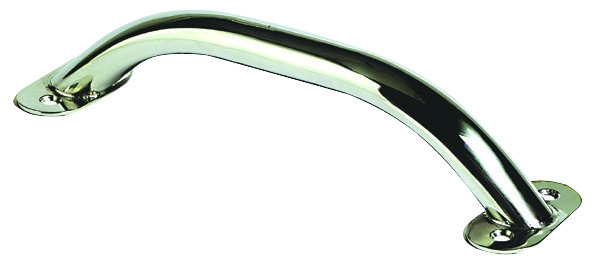 Handlauf, ovales Rohr aus hochglanzpoliertem Edelstahl, mit Grundplatten, 20x25mm, 305mm