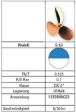 3-Blatt Schiffsschraube bronze Typ E13 Steigung = 14 x 09 Welle = 30 mm