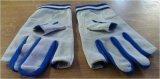 Ziegenlederhandschuhe mit 3 Fingerkuppen blau/wei Gre M