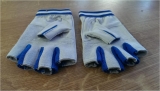 Ziegenlederhandschuhe Fingerkuppenlos, blau/wei Gre XL