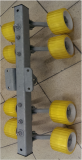 Rollentrger Sliprollensystem bewegliche Seitenrollen 8fach gelb