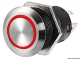 FLAT - Schalter aus Edelstahl Leuchtring rot 24V 10A Typ ON-OFF
