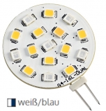 SMD LED-Glhbirne, zweifarbig. Mit G4 Lampensockel wei/blau 12V