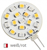 SMD LED-Glhbirne, zweifarbig. Mit G4 Lampensockel wei/rot 12V