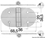 Scharnier herausrag. Kern VA-Stahl 68,5x38,5 mm Strke 2 mm