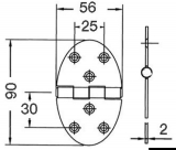 Schanier, oval 56x90 mm Schraubenbefestigung  2 mm