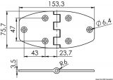 Feinguss-Scharnier 153x75x3,6mm