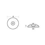 Ruderblatt und Trimm Anode schwere Ausfhrung Durchmesser 50mm Zink