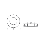 Wellenanode Medium type Shaft collar Anode Zink Welle 60mm