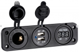 Digitaler Spannungsmeter digitales Voltmeter mit USB Steckdose 2 x 2,4A und Steckdose