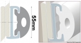 Grundschiene aus starrem Duralen Kunststoff für Einlegeteil Profil PVC 55mm